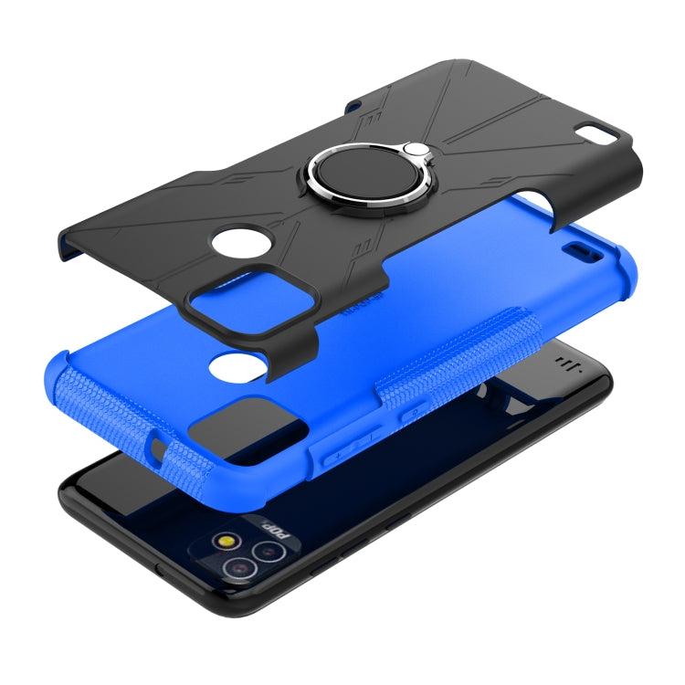 For Tecno Pop 5P Armor Bear Shockproof PC + TPU Phone Case with Ring Holder