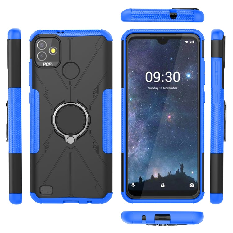 For Tecno Pop 5P Armor Bear Shockproof PC + TPU Phone Case with Ring Holder