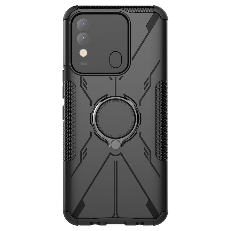 For Tecno Spark 8 Armor Bear Shockproof PC + TPU Phone Case with Ring Holder
