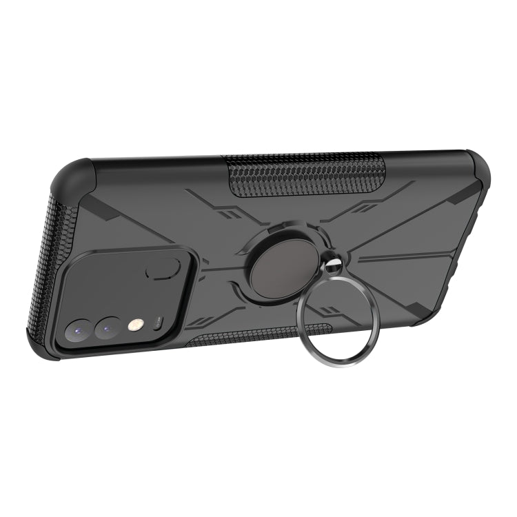 For Tecno Spark 8 Armor Bear Shockproof PC + TPU Phone Case with Ring Holder