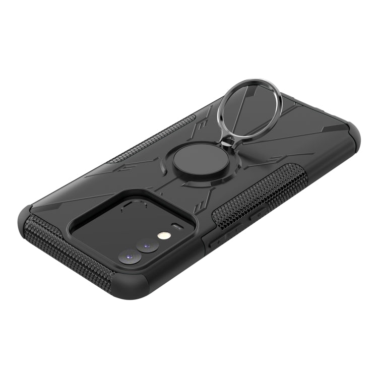 For Tecno Spark 8 Armor Bear Shockproof PC + TPU Phone Case with Ring Holder