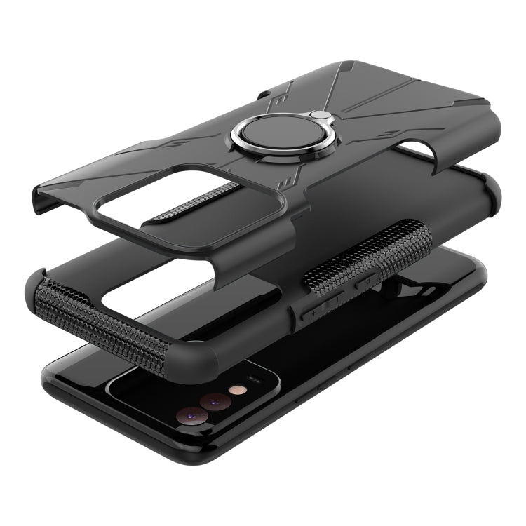 For Tecno Spark 8 Armor Bear Shockproof PC + TPU Phone Case with Ring Holder
