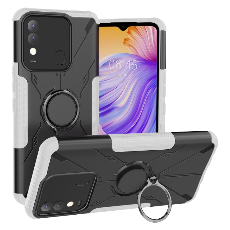 For Tecno Spark 8 Armor Bear Shockproof PC + TPU Phone Case with Ring Holder