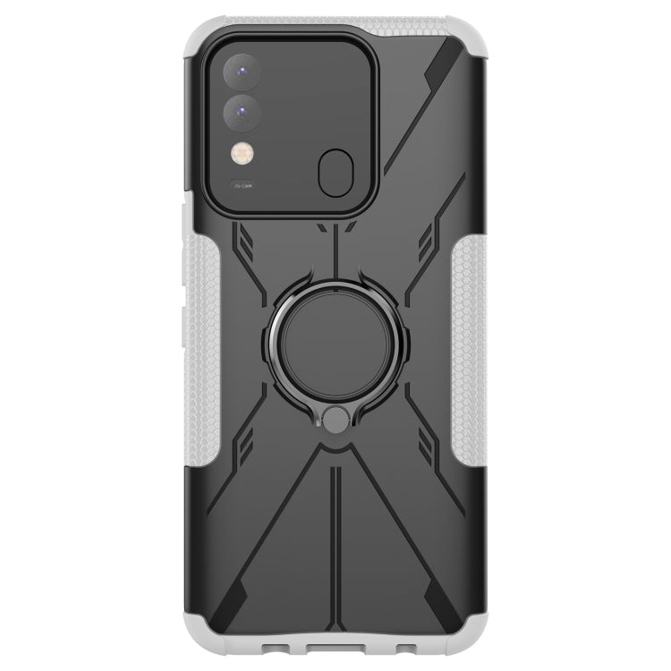 For Tecno Spark 8 Armor Bear Shockproof PC + TPU Phone Case with Ring Holder