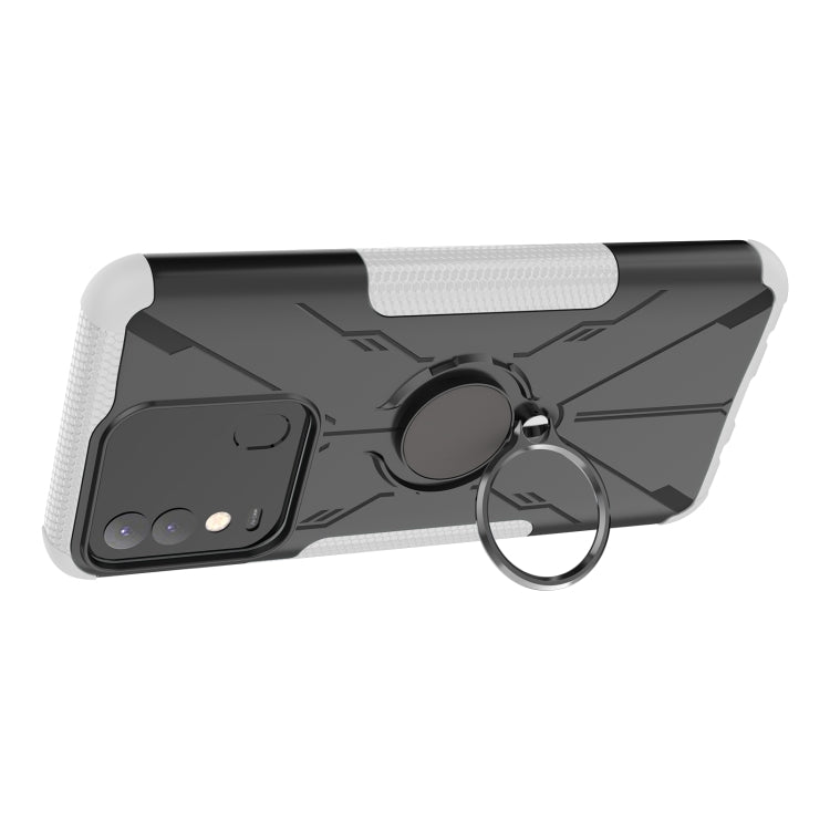 For Tecno Spark 8 Armor Bear Shockproof PC + TPU Phone Case with Ring Holder