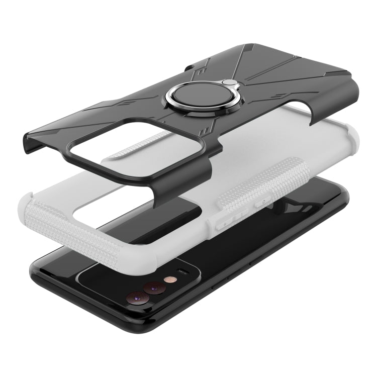 For Tecno Spark 8 Armor Bear Shockproof PC + TPU Phone Case with Ring Holder