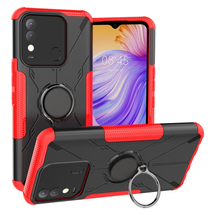 For Tecno Spark 8 Armor Bear Shockproof PC + TPU Phone Case with Ring Holder