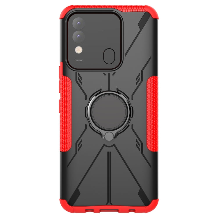 For Tecno Spark 8 Armor Bear Shockproof PC + TPU Phone Case with Ring Holder