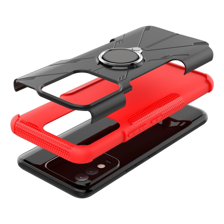 For Tecno Spark 8 Armor Bear Shockproof PC + TPU Phone Case with Ring Holder