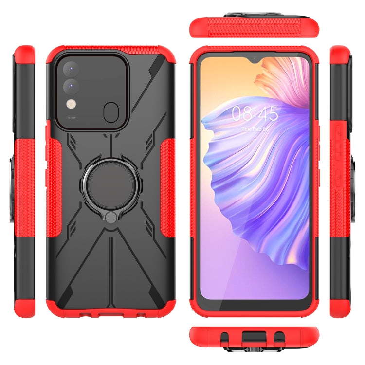 For Tecno Spark 8 Armor Bear Shockproof PC + TPU Phone Case with Ring Holder
