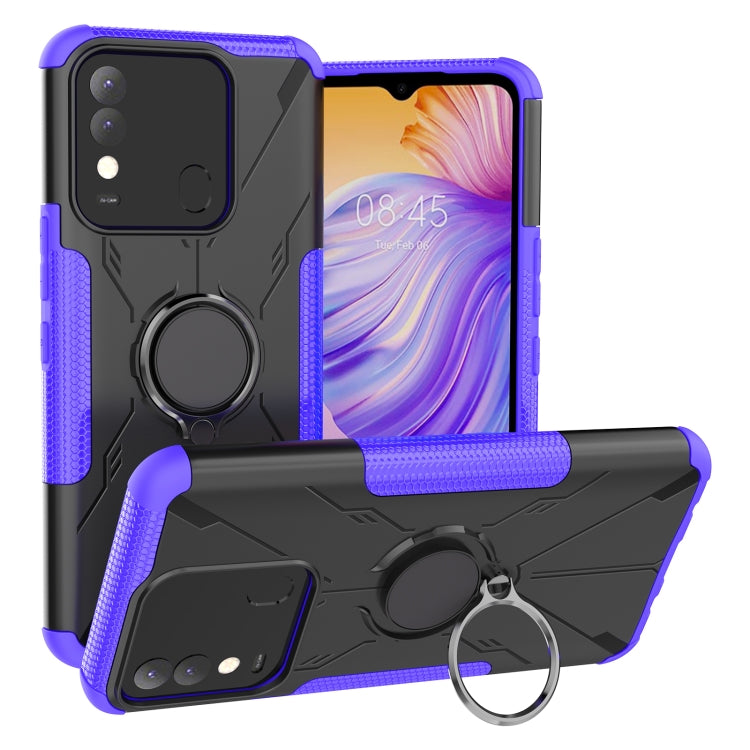 For Tecno Spark 8 Armor Bear Shockproof PC + TPU Phone Case with Ring Holder