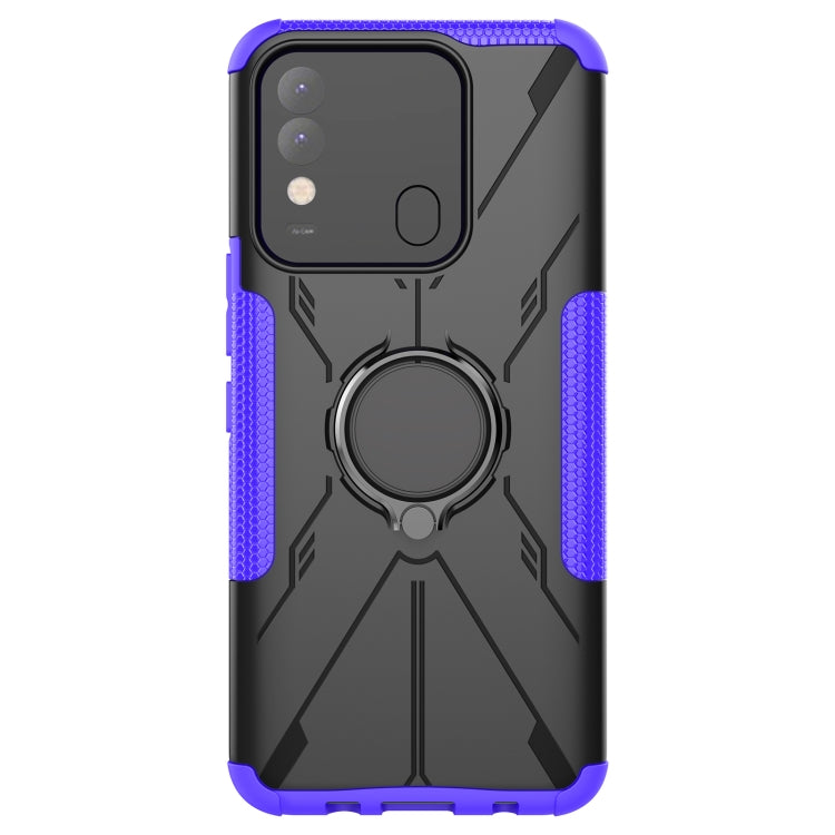 For Tecno Spark 8 Armor Bear Shockproof PC + TPU Phone Case with Ring Holder