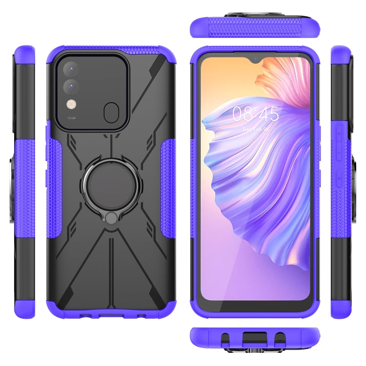 For Tecno Spark 8 Armor Bear Shockproof PC + TPU Phone Case with Ring Holder