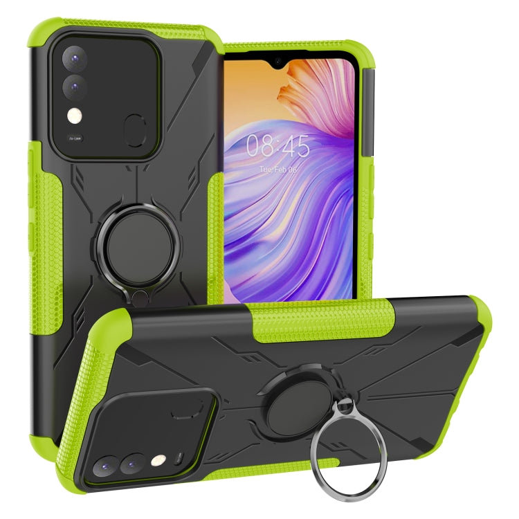 For Tecno Spark 8 Armor Bear Shockproof PC + TPU Phone Case with Ring Holder