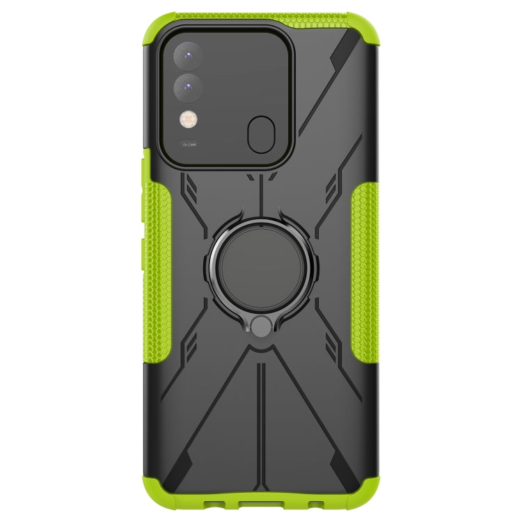 For Tecno Spark 8 Armor Bear Shockproof PC + TPU Phone Case with Ring Holder