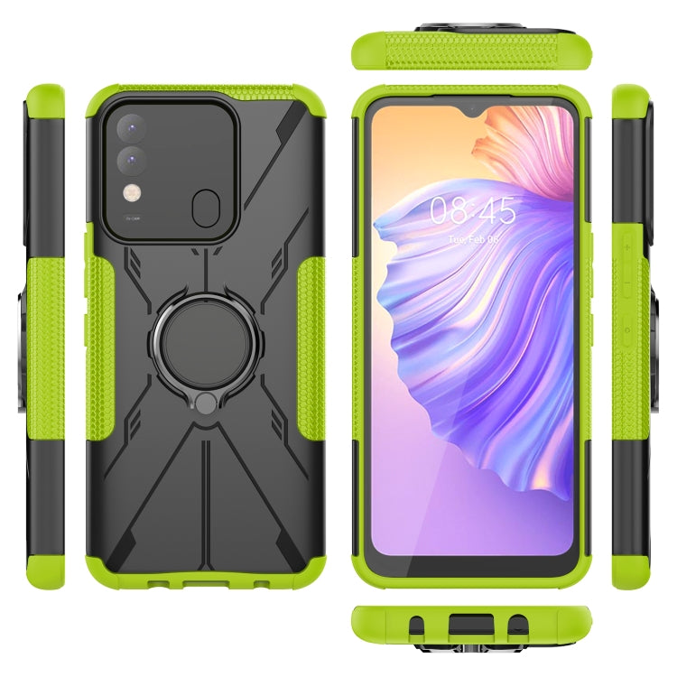 For Tecno Spark 8 Armor Bear Shockproof PC + TPU Phone Case with Ring Holder