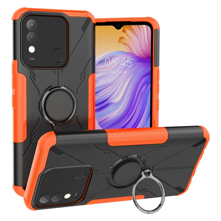 For Tecno Spark 8 Armor Bear Shockproof PC + TPU Phone Case with Ring Holder