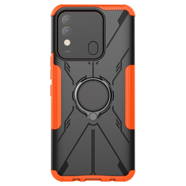 For Tecno Spark 8 Armor Bear Shockproof PC + TPU Phone Case with Ring Holder