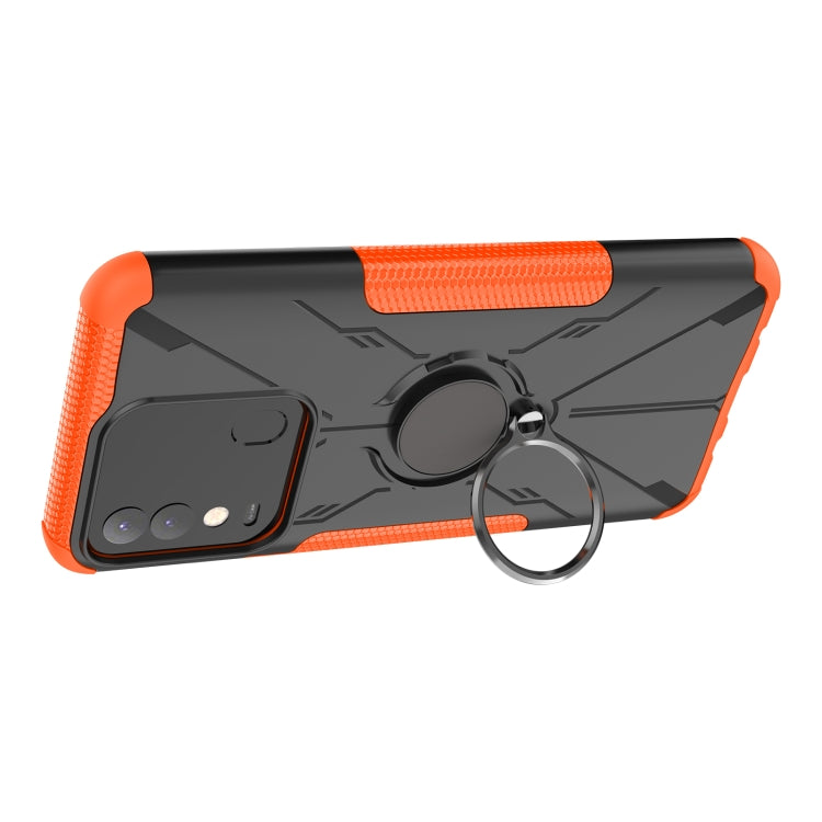 For Tecno Spark 8 Armor Bear Shockproof PC + TPU Phone Case with Ring Holder