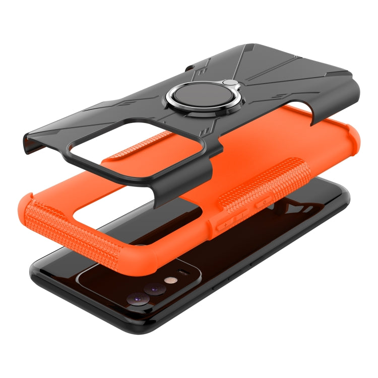 For Tecno Spark 8 Armor Bear Shockproof PC + TPU Phone Case with Ring Holder