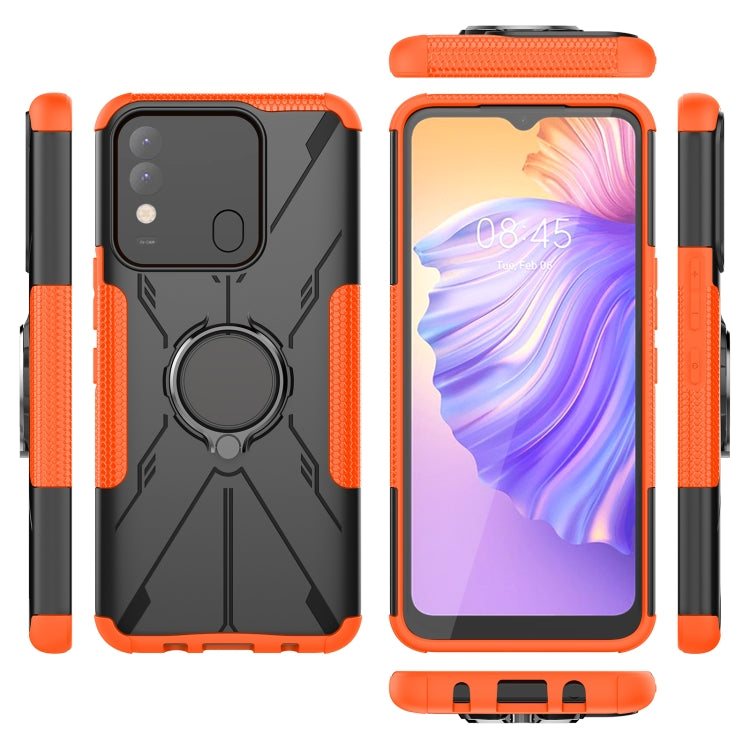 For Tecno Spark 8 Armor Bear Shockproof PC + TPU Phone Case with Ring Holder