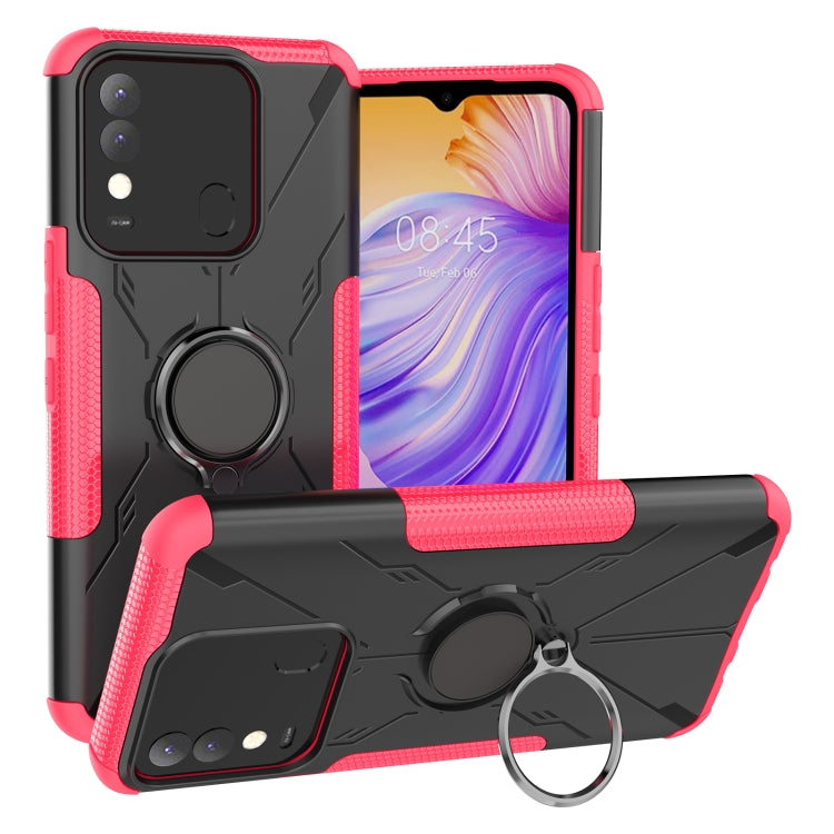 For Tecno Spark 8 Armor Bear Shockproof PC + TPU Phone Case with Ring Holder