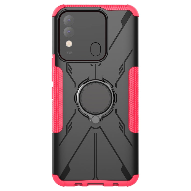 For Tecno Spark 8 Armor Bear Shockproof PC + TPU Phone Case with Ring Holder