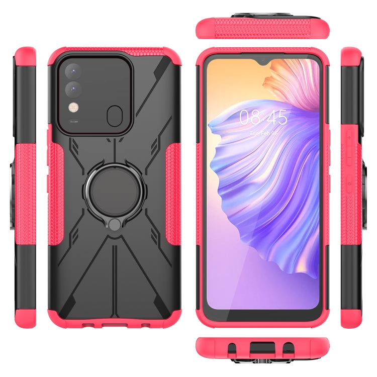 For Tecno Spark 8 Armor Bear Shockproof PC + TPU Phone Case with Ring Holder