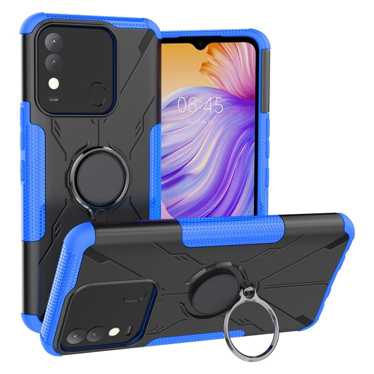For Tecno Spark 8 Armor Bear Shockproof PC + TPU Phone Case with Ring Holder