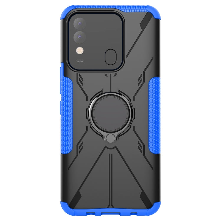 For Tecno Spark 8 Armor Bear Shockproof PC + TPU Phone Case with Ring Holder