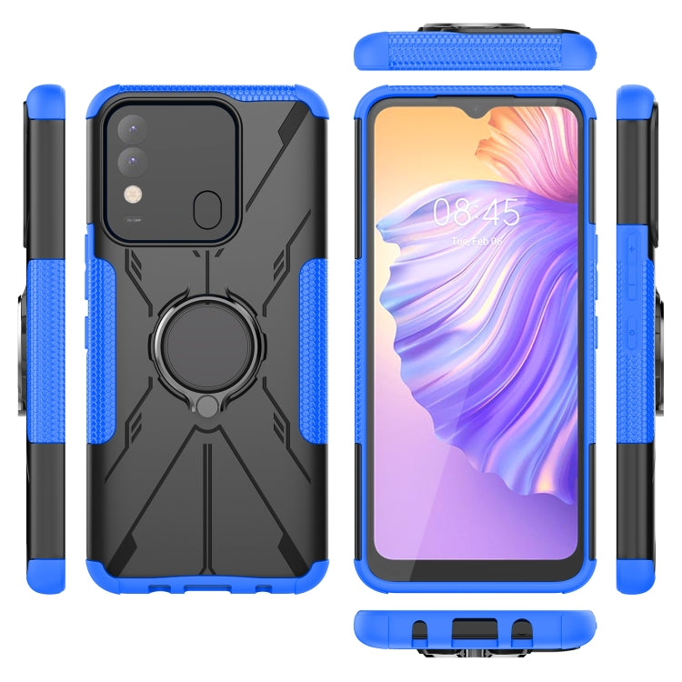 For Tecno Spark 8 Armor Bear Shockproof PC + TPU Phone Case with Ring Holder