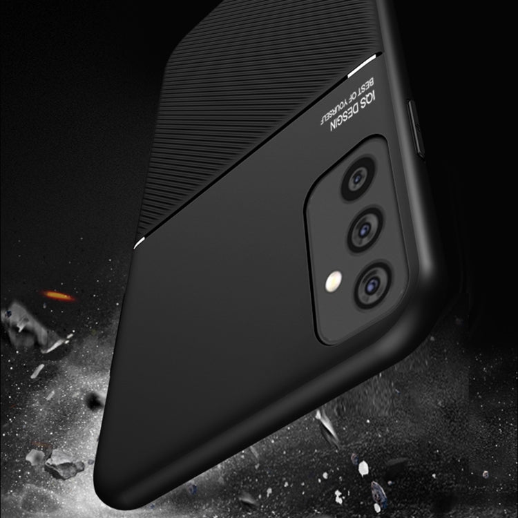For Samsung Galaxy M52 5G Classic Tilt Strip Grain Magnetic Shockproof PC + TPU Phone Case
