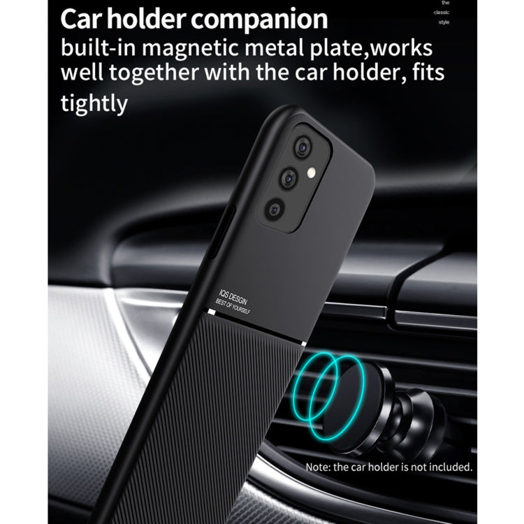 For Samsung Galaxy M52 5G Classic Tilt Strip Grain Magnetic Shockproof PC + TPU Phone Case