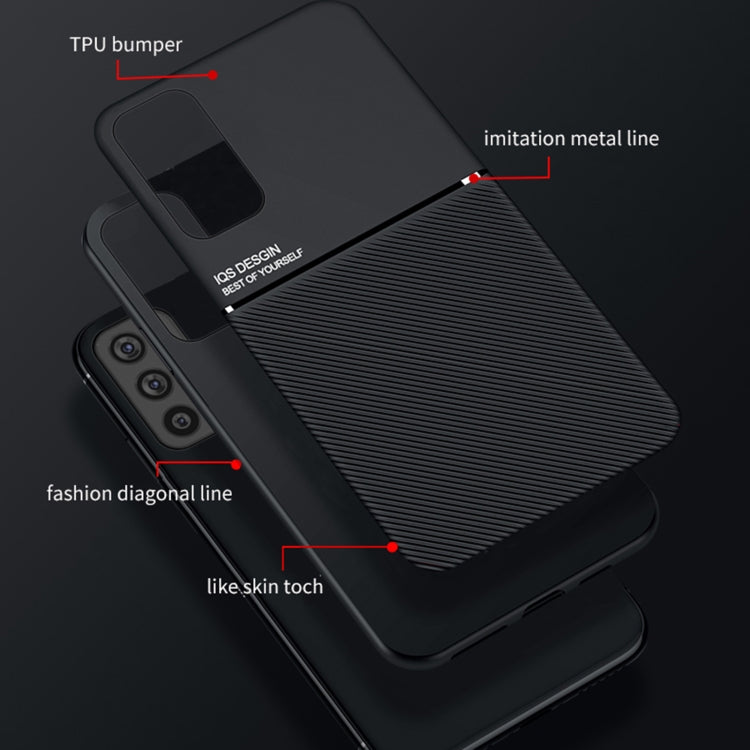 For Samsung Galaxy M52 5G Classic Tilt Strip Grain Magnetic Shockproof PC + TPU Phone Case