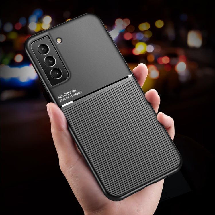 For Samsung Galaxy S22 5G Classic Tilt Strip Grain Magnetic Shockproof PC + TPU Phone Case