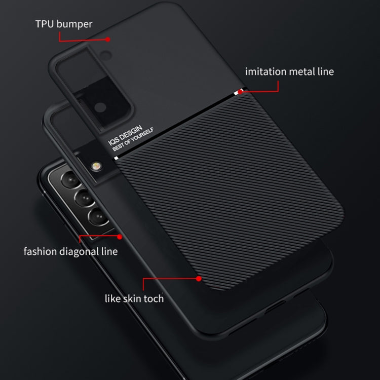 For Samsung Galaxy S22 Ultra 5G Classic Tilt Strip Grain Magnetic Shockproof PC + TPU Phone Case