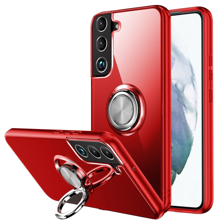 For Samsung Galaxy S22 5G Shockproof Matte Transparent TPU Phone Case with Ring Holder
