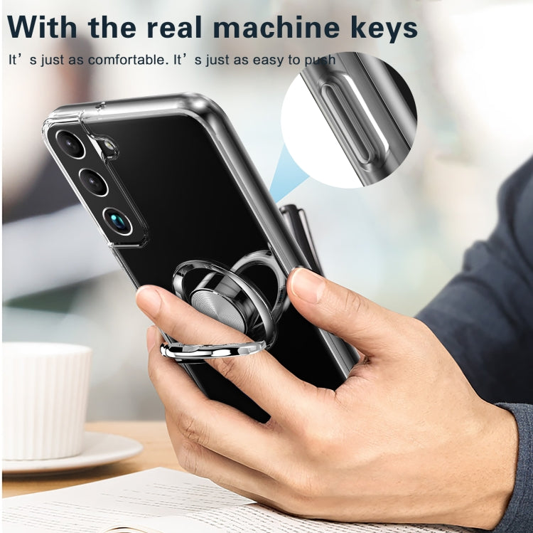 For Samsung Galaxy S22 5G Shockproof Matte Transparent TPU Phone Case with Ring Holder