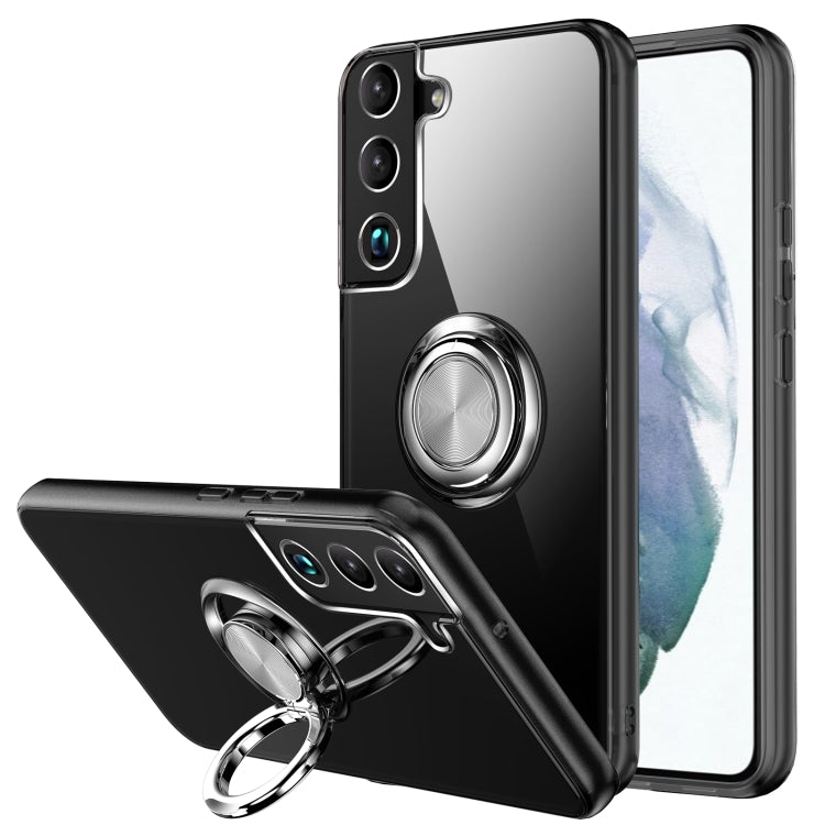 For Samsung Galaxy S22 5G Shockproof Matte Transparent TPU Phone Case with Ring Holder