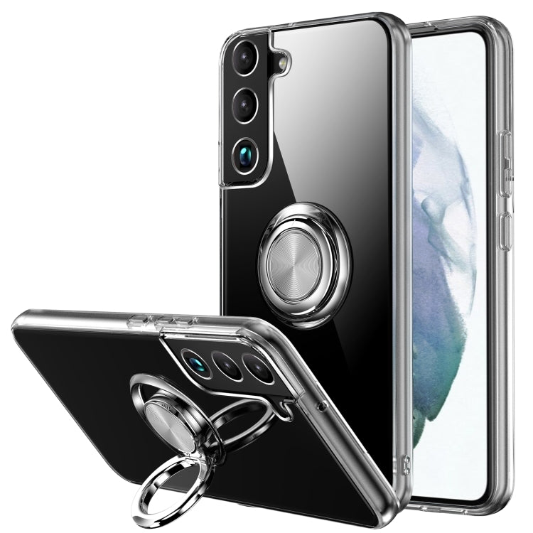 For Samsung Galaxy S22 5G Shockproof Matte Transparent TPU Phone Case with Ring Holder