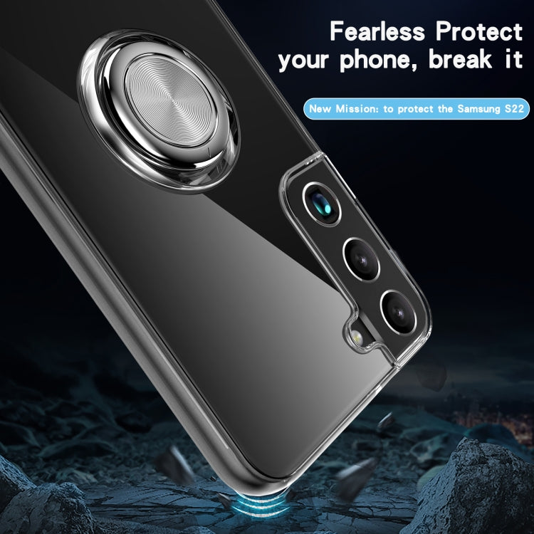 For Samsung Galaxy S22 5G Shockproof Matte Transparent TPU Phone Case with Ring Holder