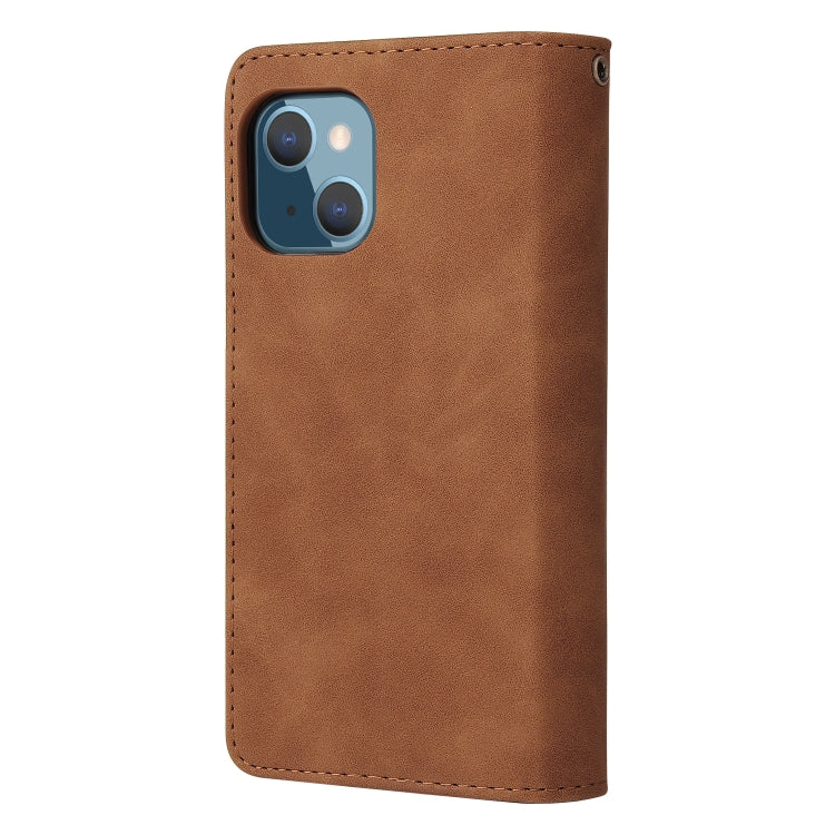 For iPhone 13 mini Multifunctional Phone Leather Case with Card Slot & Holder & Zipper Wallet & Photo Frame