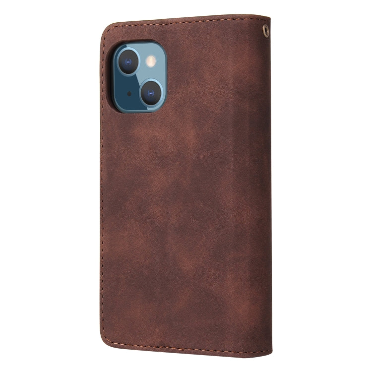 For iPhone 13 mini Multifunctional Phone Leather Case with Card Slot & Holder & Zipper Wallet & Photo Frame