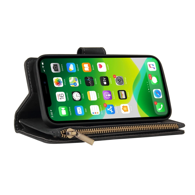 For iPhone 13 mini Multifunctional Phone Leather Case with Card Slot & Holder & Zipper Wallet & Photo Frame