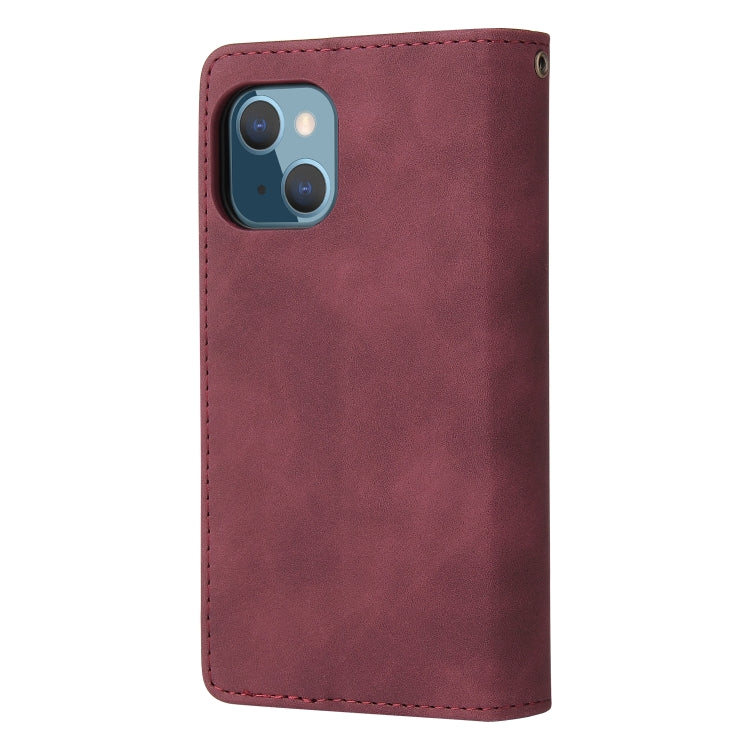 For iPhone 13 Multifunctional Phone Leather Case with Card Slot & Holder & Zipper Wallet & Photo Frame