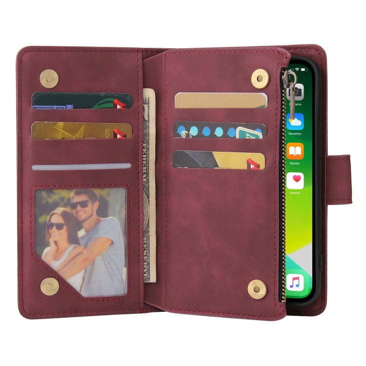 For iPhone 13 Multifunctional Phone Leather Case with Card Slot & Holder & Zipper Wallet & Photo Frame