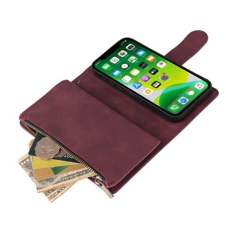 For iPhone 13 Multifunctional Phone Leather Case with Card Slot & Holder & Zipper Wallet & Photo Frame