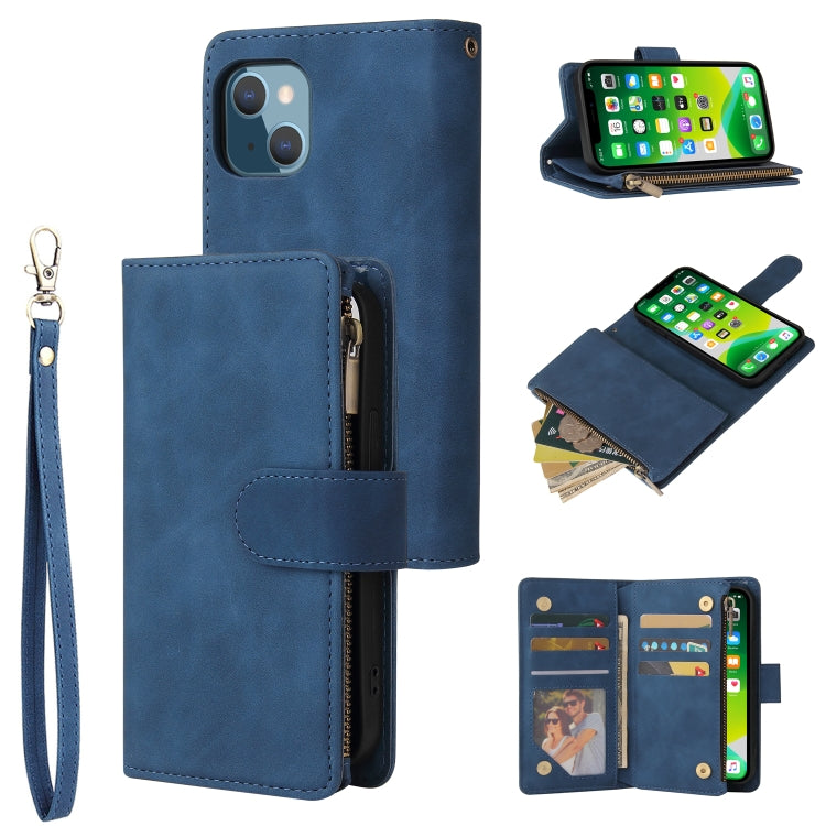 For iPhone 13 Multifunctional Phone Leather Case with Card Slot & Holder & Zipper Wallet & Photo Frame