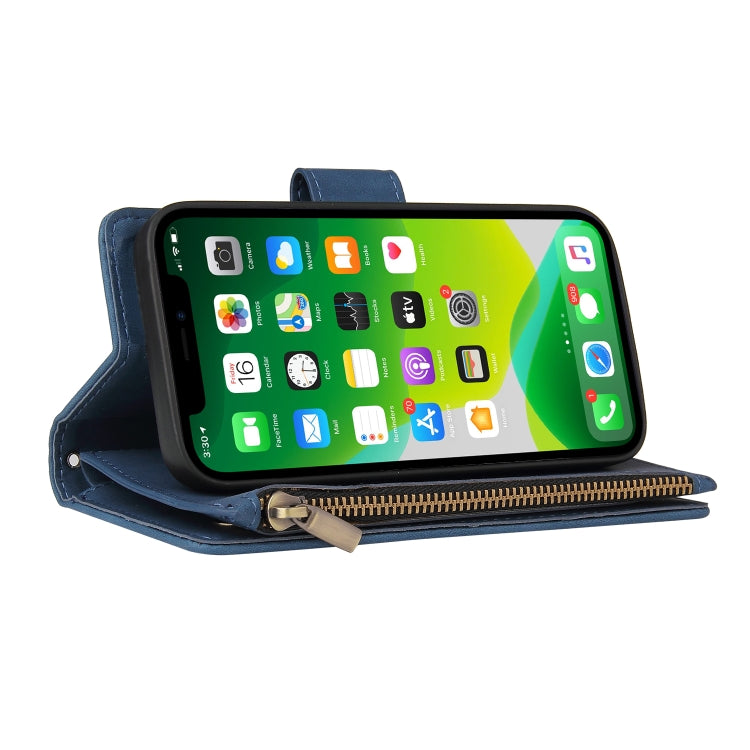 For iPhone 13 Multifunctional Phone Leather Case with Card Slot & Holder & Zipper Wallet & Photo Frame
