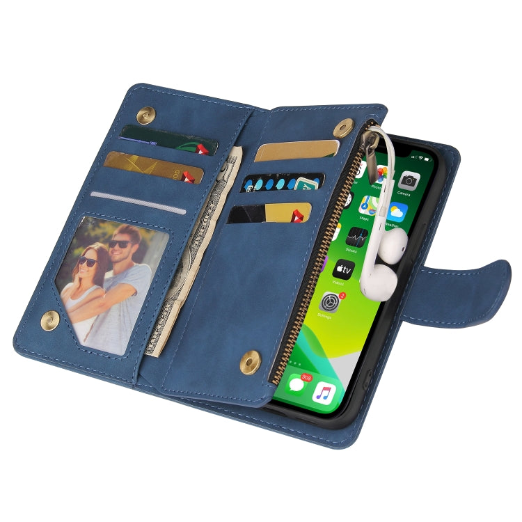 For iPhone 13 Multifunctional Phone Leather Case with Card Slot & Holder & Zipper Wallet & Photo Frame